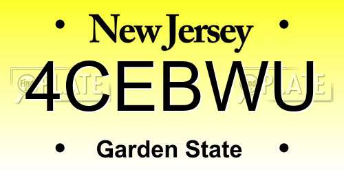 4CEBWU New Jersey License Plate