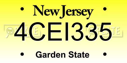 4CEI335 New Jersey License Plate