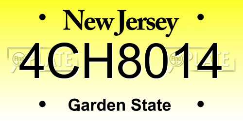 4CH8014 New Jersey License Plate