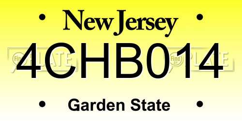 4CHB014 New Jersey License Plate