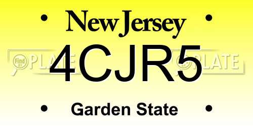 4CJR5 New Jersey License Plate