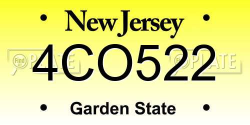 4CO522 New Jersey License Plate