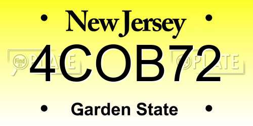 4COB72 New Jersey License Plate