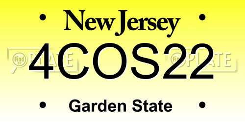 4COS22 New Jersey License Plate