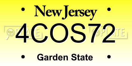 4COS72 New Jersey License Plate