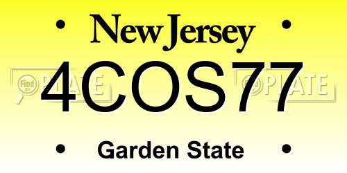 4COS77 New Jersey License Plate