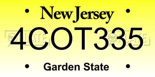 4COT335 New Jersey License Plate