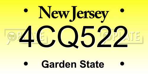 4CQ522 New Jersey License Plate