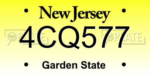 4CQ577 New Jersey License Plate
