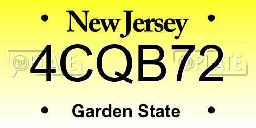 4CQB72 New Jersey License Plate