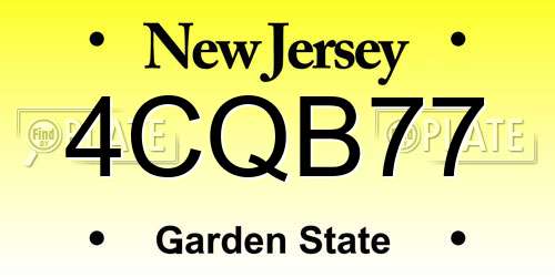 4CQB77 New Jersey License Plate