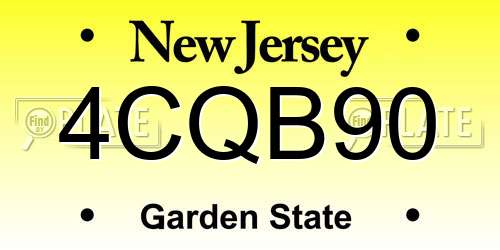 4CQB90 New Jersey License Plate
