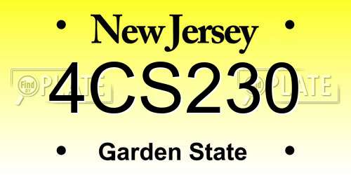 4CS230 New Jersey License Plate