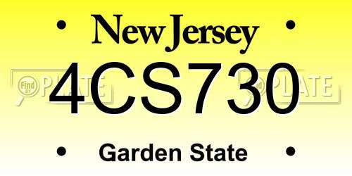 4CS730 New Jersey License Plate