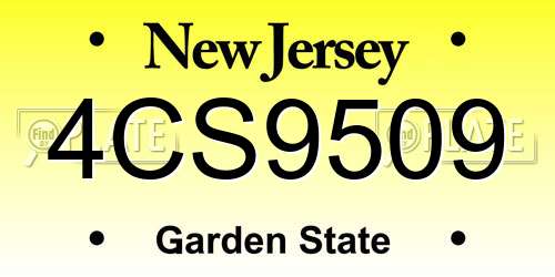 4CS9509 New Jersey License Plate