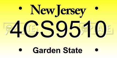 4CS9510 New Jersey License Plate