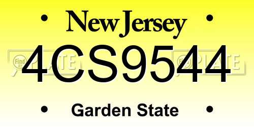 4CS9544 New Jersey License Plate