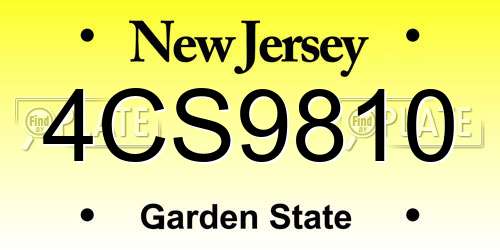 4CS9810 New Jersey License Plate