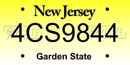 4CS9844 New Jersey License Plate