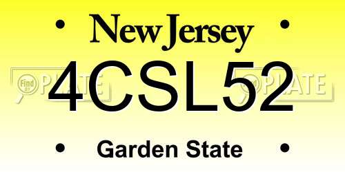 4CSL52 New Jersey License Plate