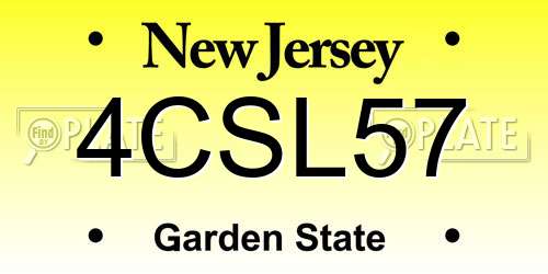 4CSL57 New Jersey License Plate