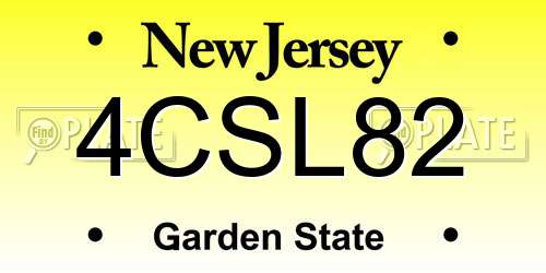 4CSL82 New Jersey License Plate