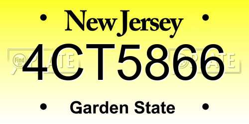 4CT5866 New Jersey License Plate
