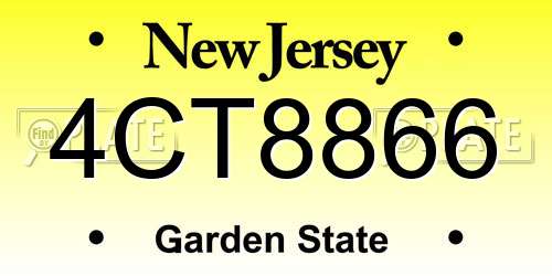 4CT8866 New Jersey License Plate