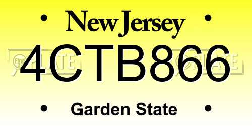4CTB866 New Jersey License Plate