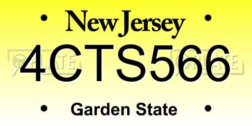 4CTS566 New Jersey License Plate
