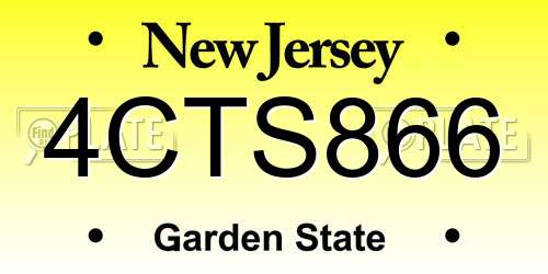 4CTS866 New Jersey License Plate