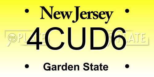 4CUD6 New Jersey License Plate