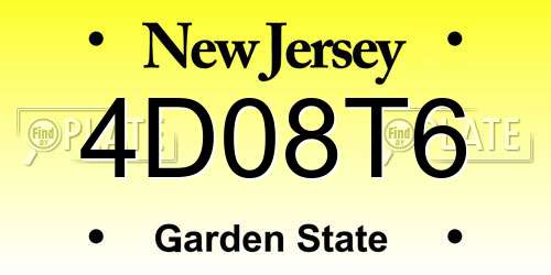 4D08T6 New Jersey License Plate