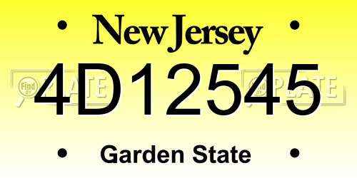 4D12545 New Jersey License Plate