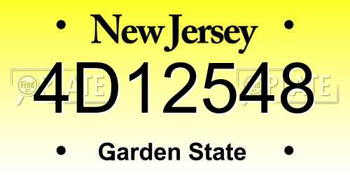 4D12548 New Jersey License Plate