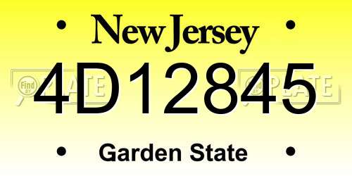 4D12845 New Jersey License Plate