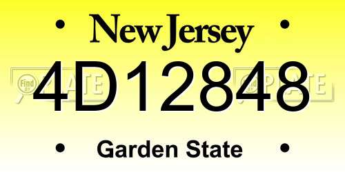 4D12848 New Jersey License Plate