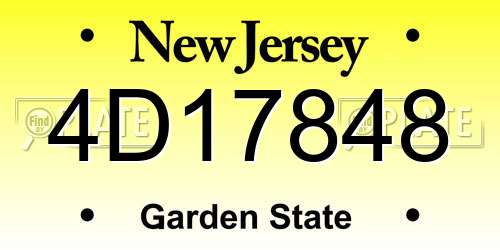 4D17848 New Jersey License Plate