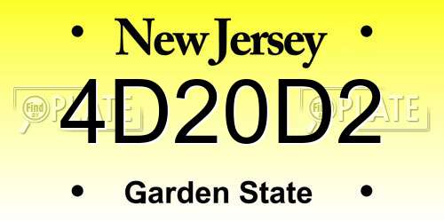 4D20D2 New Jersey License Plate