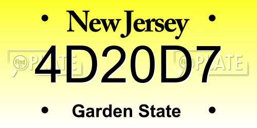 4D20D7 New Jersey License Plate