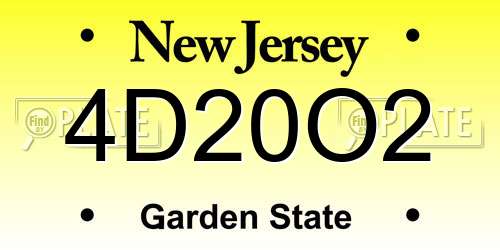4D20O2 New Jersey License Plate