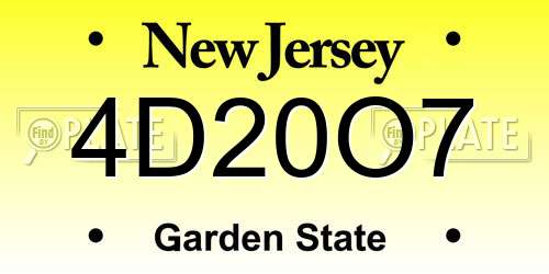 4D20O7 New Jersey License Plate