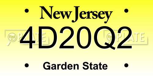 4D20Q2 New Jersey License Plate