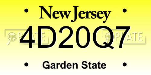 4D20Q7 New Jersey License Plate