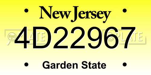 4D22967 New Jersey License Plate