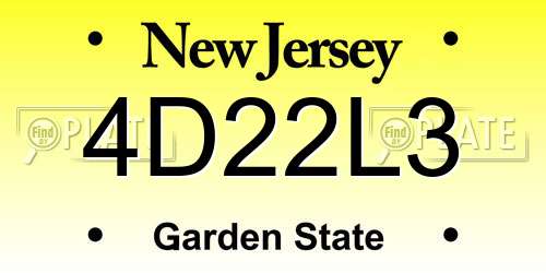 4D22L3 New Jersey License Plate