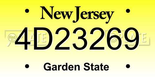 4D23269 New Jersey License Plate