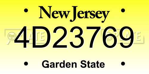 4D23769 New Jersey License Plate