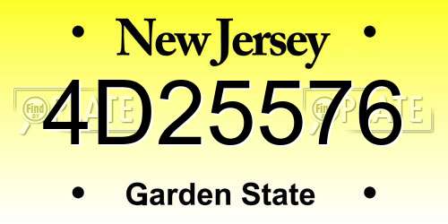 4D25576 New Jersey License Plate
