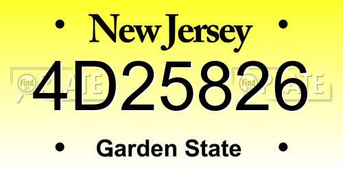 4D25826 New Jersey License Plate